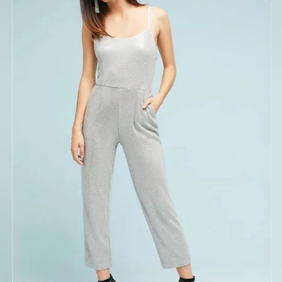 Anthropologie Pants - Anthropologie | Claudette Sequin Jumpsuit | Size 6 | Silver